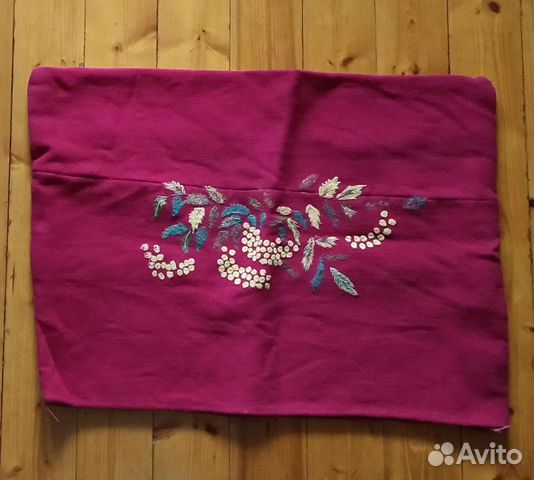 Чехол на подушку шенил вышивка кружево старинное