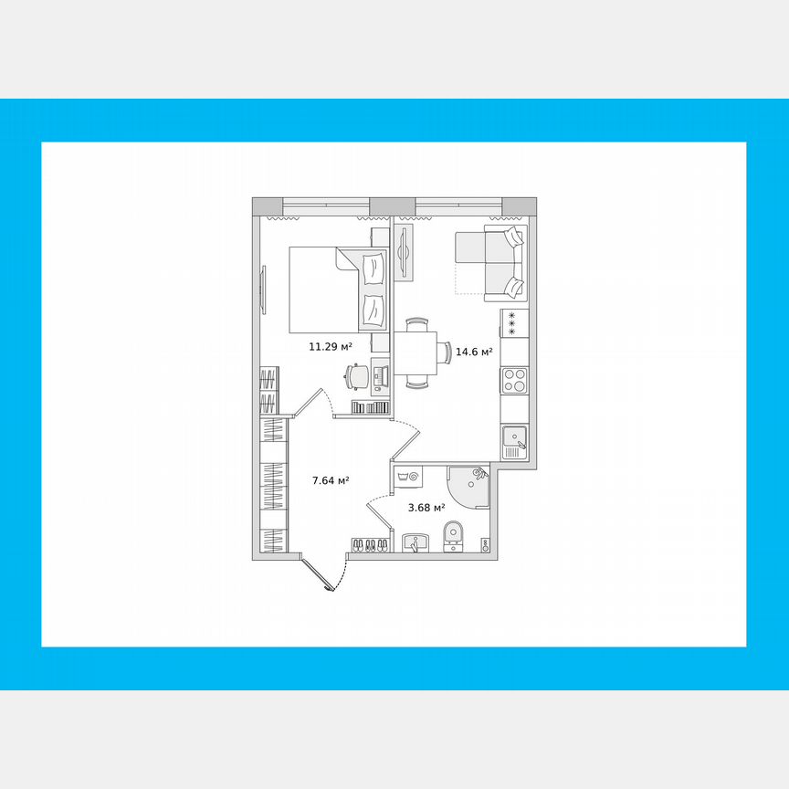 1-к. квартира, 37 м², 1/14 эт.