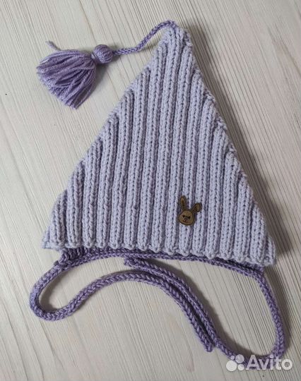 Вязаная шапочка эльф на осень новая до годика