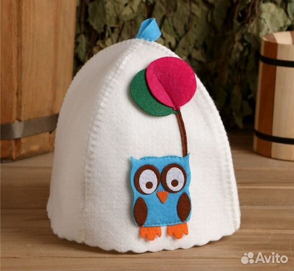 Шапка для бани с детской аппликацией 