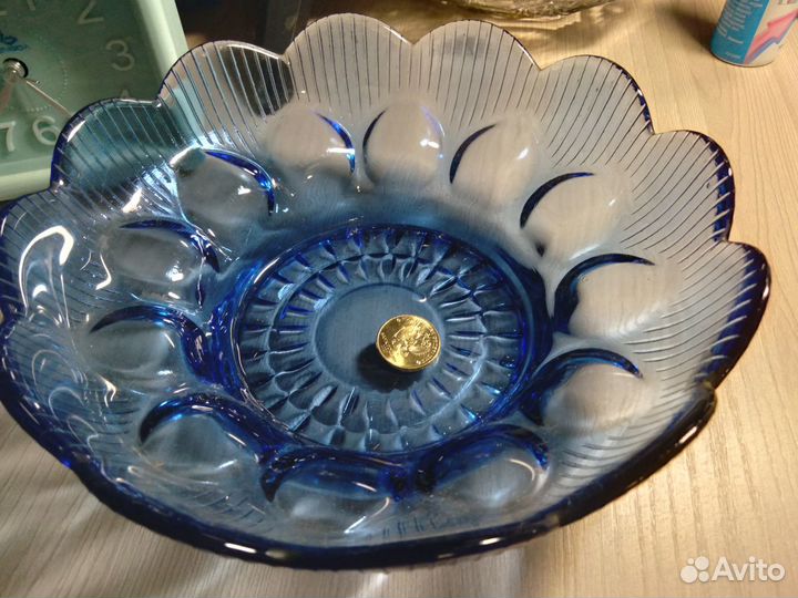 Ваза для фруктов кобальт СССР