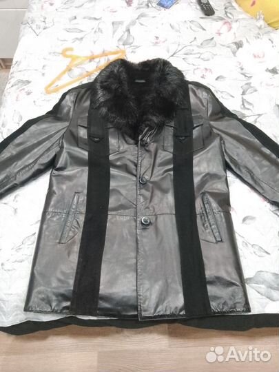 Кожаная куртка мужская зимняя