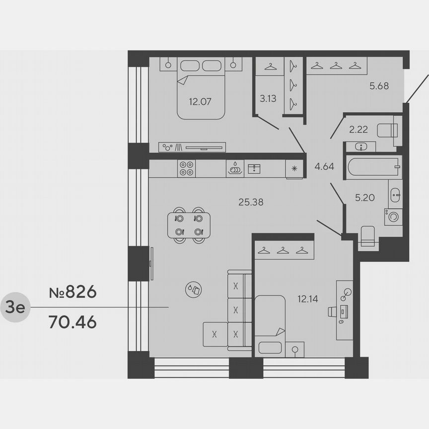 2-к. квартира, 70,5 м², 5/18 эт.