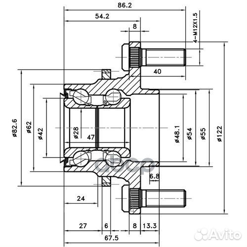 Ступица задняя зад лев Z89573R Zikmar