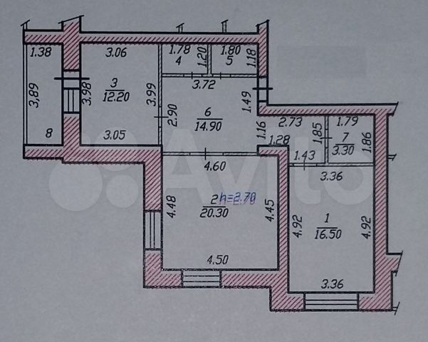 Планировка квартир чебоксары 2-к квартира, 71.4 м², 2/9 эт. на продажу в Чебоксарах Купить квартиру Авито