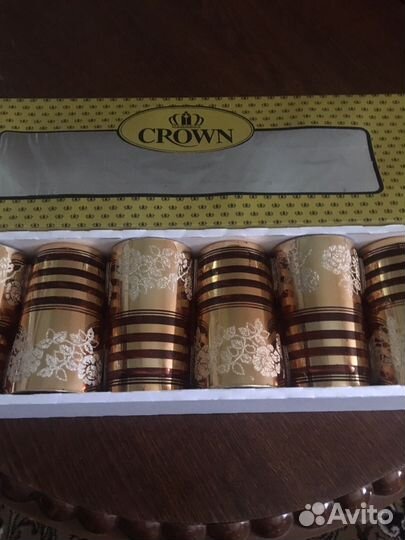 Стаканы новые в упаковке покрытые золотом