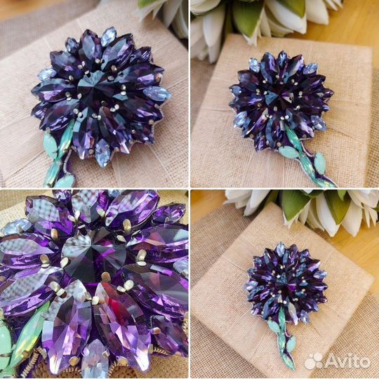 Броши Васильки и Вишни. Авторская работа