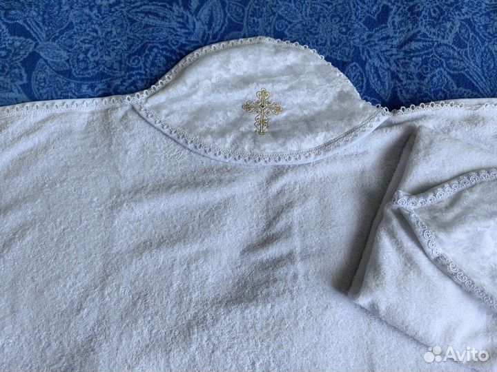 Полотенце детское для крещения новое с кружевом