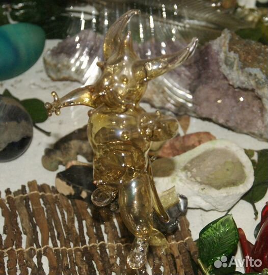 Статуэтка чертик цветное стекло лзхс СССР