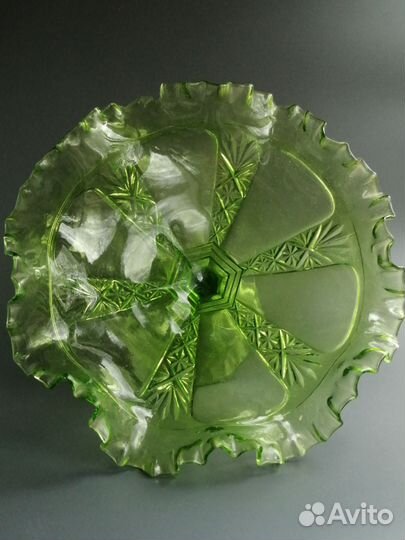 Фруктовница Ваза Зелёное стекло Царская