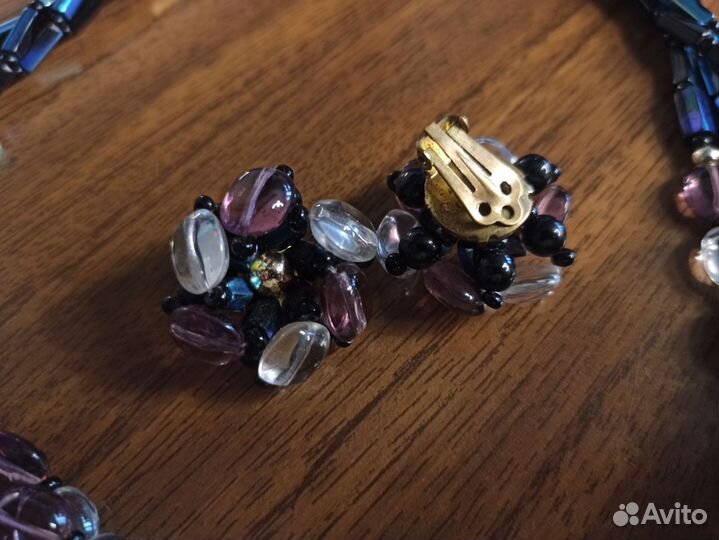 Бижутерия Чехословакия СССР колье и клипсы