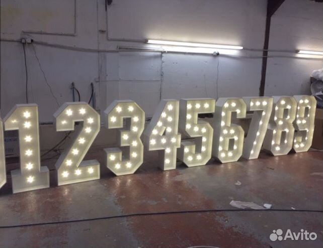 Фотозона цифры каркасные с лампочками