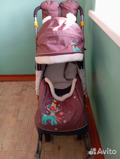 Детские санки коляска с колесами