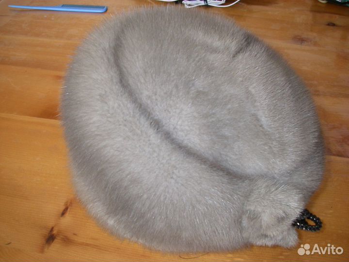 Шапка женская норка голубая