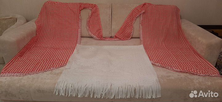 Штора из 2х предметов для кухни и дачи