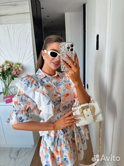 Летнее платье с воланами хлопок