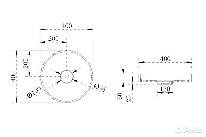 Раковина накладная abber Stein AS2604 голубая