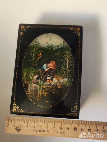 Шкатулка палех Аленушка Федоскино СССР лаковая