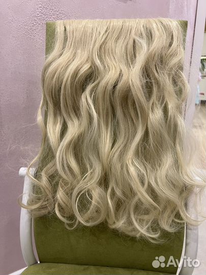 Волосы на заколках блонд длинные