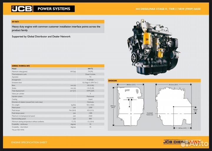 Двигатель для JCB 3XC/4XC в сборе