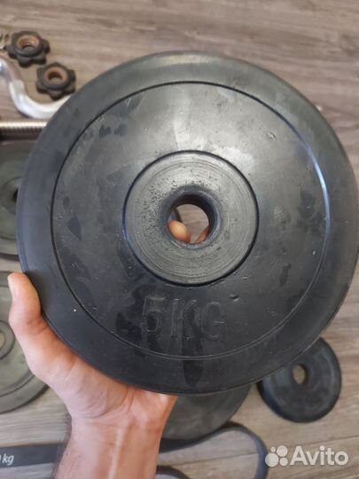 Гантели разборные + гриф W образный бу