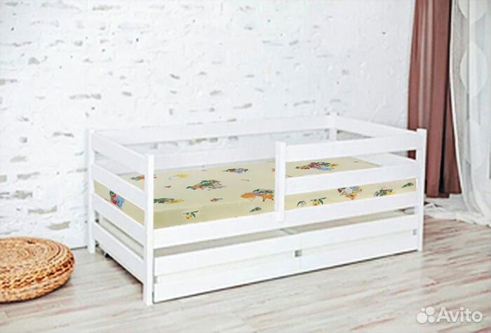 Кроватка софа эко из массива высокий борт от 2х ле