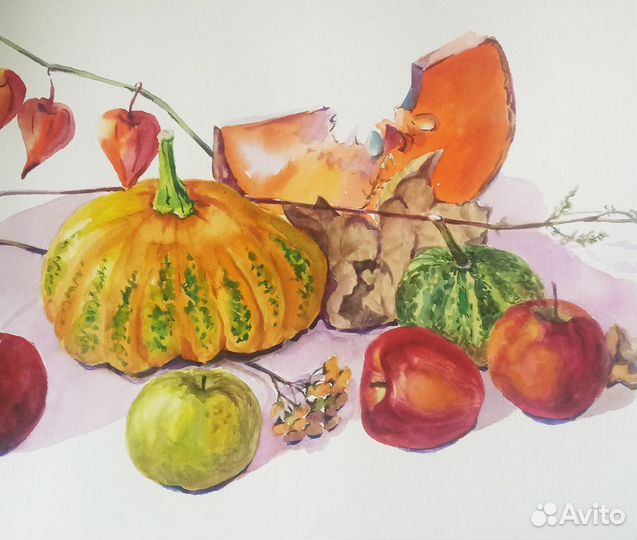 Картина акварелью Тыква