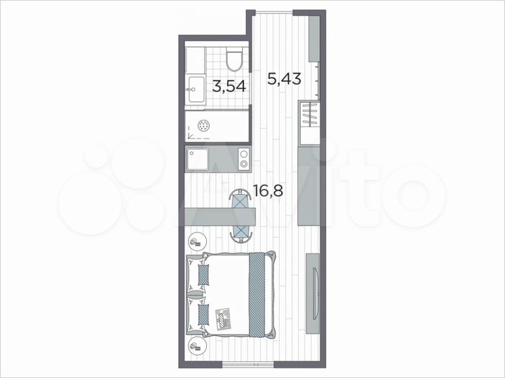 Квартира-студия, 25,8 м², 8/12 эт.