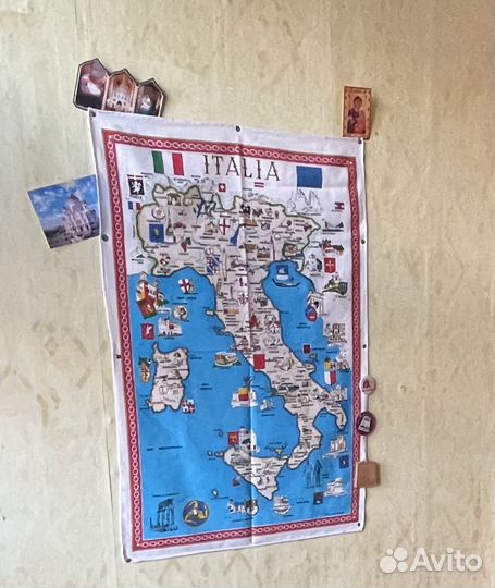 Продаю декоративную карту Италии на ткани