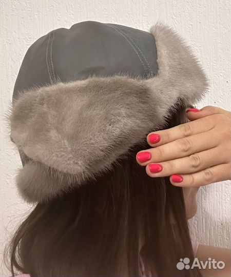 Шапка и сумка кожаные с мехом норки