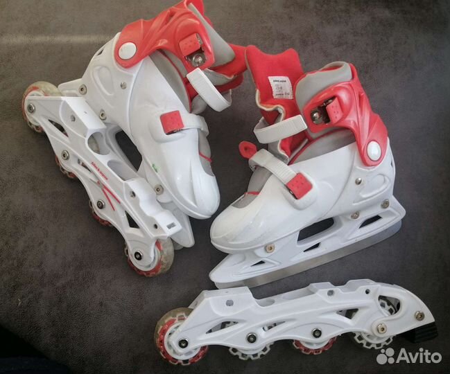 Ролики 2 в 1, раздвижные, защита в подарок