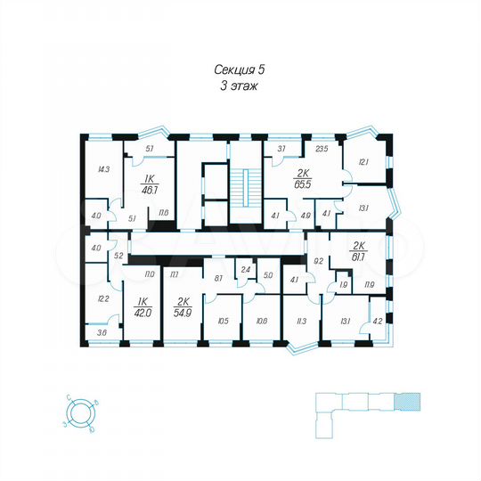 2-к. квартира, 61,7 м², 3/24 эт.
