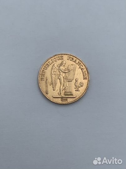 Монета Франция 20 франков (francs) 1876 Золото