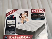 Надувная кровать intex deluxe pillow rest raised bed 64136 серый темно синий