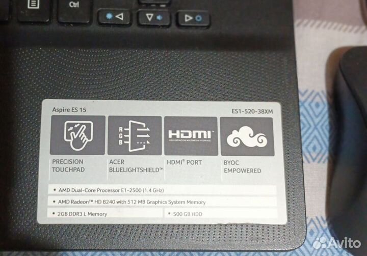 Ноутбук Acer aspire ES1-520-38XM