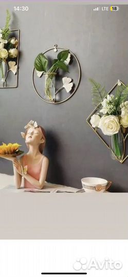 Декор на стену с емкостью для цветоа - 3 шт