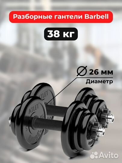 Гантели разборные MB Barbell MB-FdbM-At4 19кг 2шт