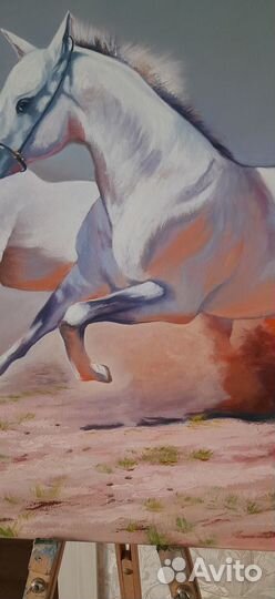Картина холст масло животные кони лошади