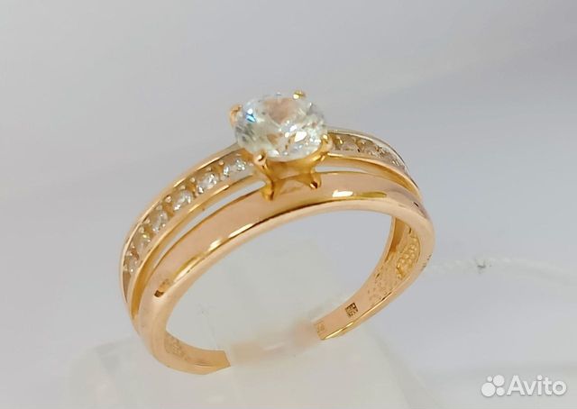 Золотое кольцо с фианитом 18,5р