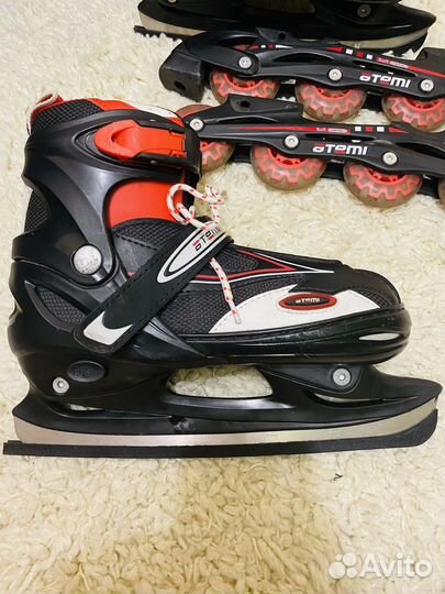 Ролики и коньки 2 в 1 раздвижные 38-41р