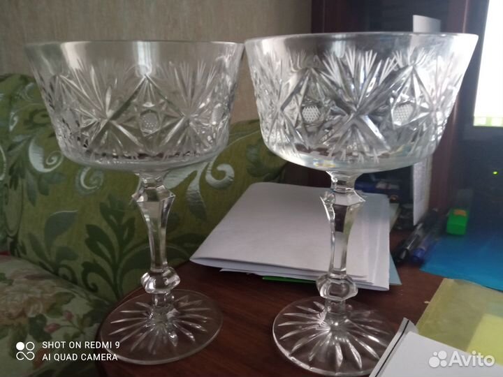 Хрустальная ваза Чехия на ножке