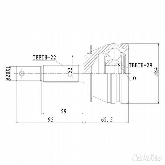 ШРУС наружный (без кольца ABS) ganz GIK04031