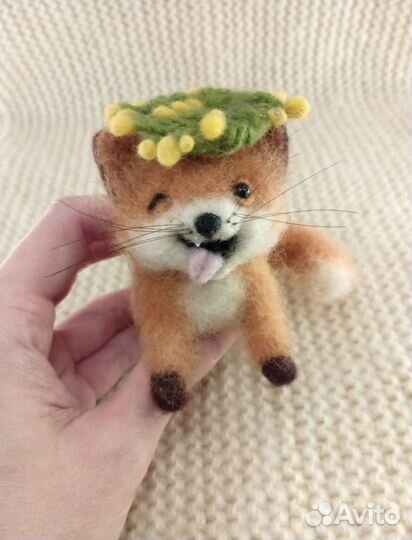 Лисенок из войлока игрушка коллекционная