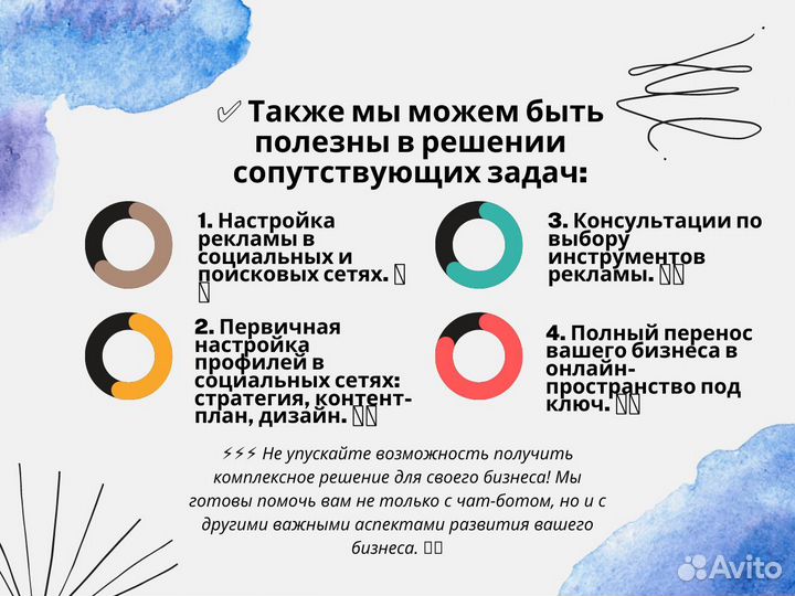 Чат бот gpt / Создание/ Телеграм, WhatsApp, Авито