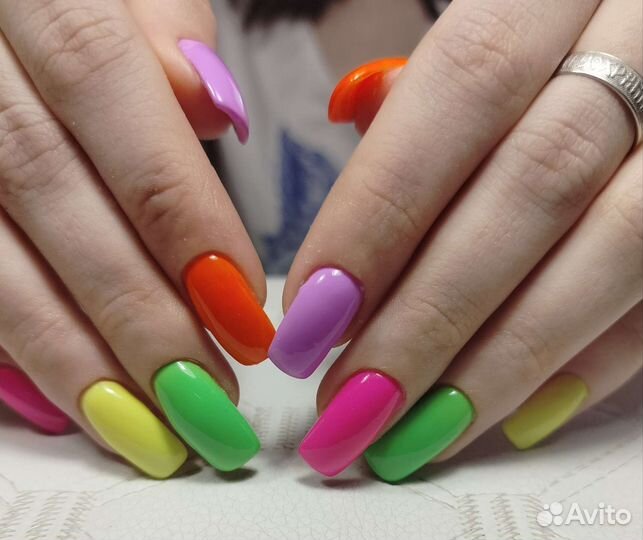 Маникюр-укрепление гелем - однотонное покрытие