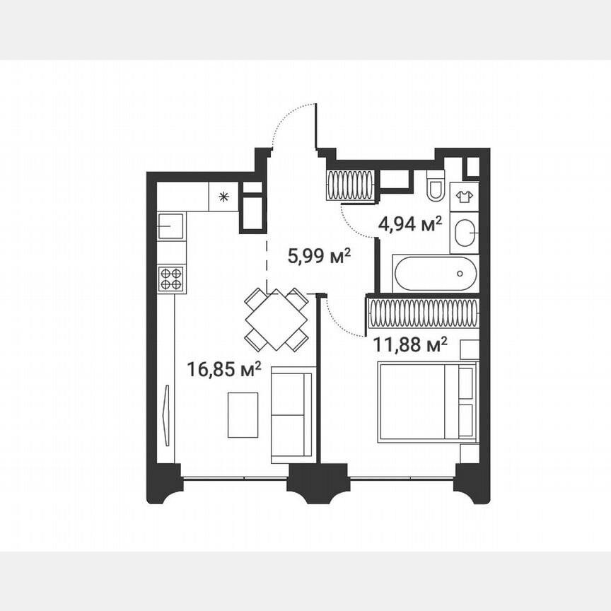 1-к. квартира, 39,7 м², 6/25 эт.
