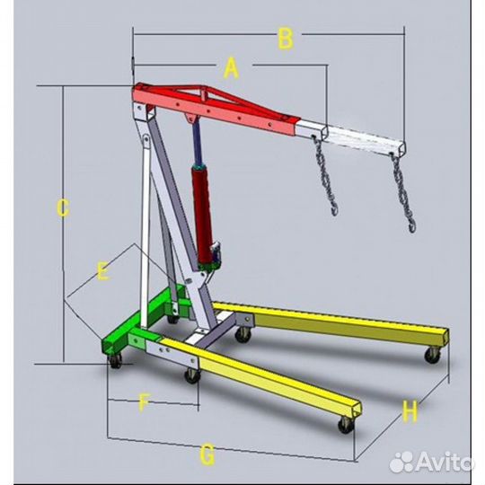 Кран гаражный гидравлический 2 т складной гусак