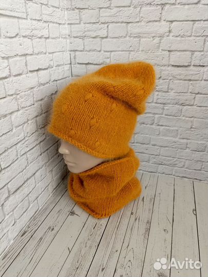 Шапка + снуд пух норки