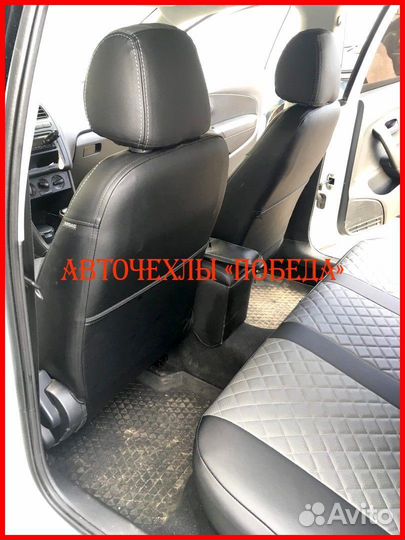 Чехлы Volkswagen Polo 5 Sd из экокожи чёрно-серые