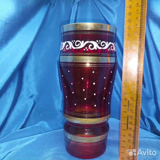 Ваза рубиновое стекло Богемия